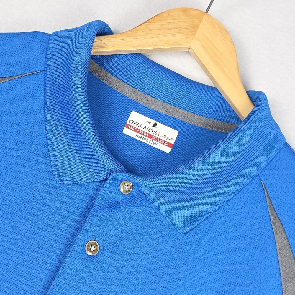 Grand Slam Airflow Mens Golf Polo XXLT Vibrant Blue Short Sleeve Breathable
